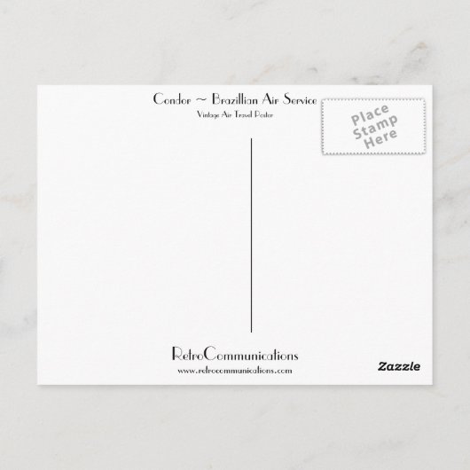 Condor ~ Brazillian Air Service Briefkaart (Achterkant)
