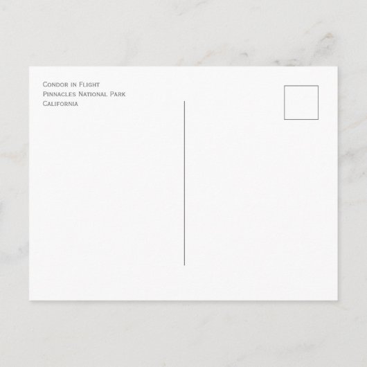Condor in Vlucht, Pinnacles National Park, Califor Briefkaart (Achterkant)