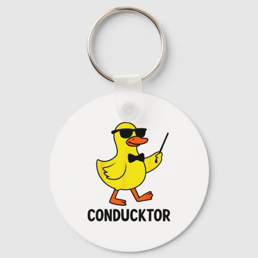 Conducktor Funny Duck Music Pun Orchestra Design  Sleutelhanger (Voorkant)