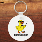 Conducktor Funny Duck Music Pun Orchestra Design  Sleutelhanger (Voorkant)