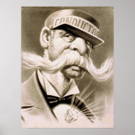  Conductor Huge Mustache Retro Poster