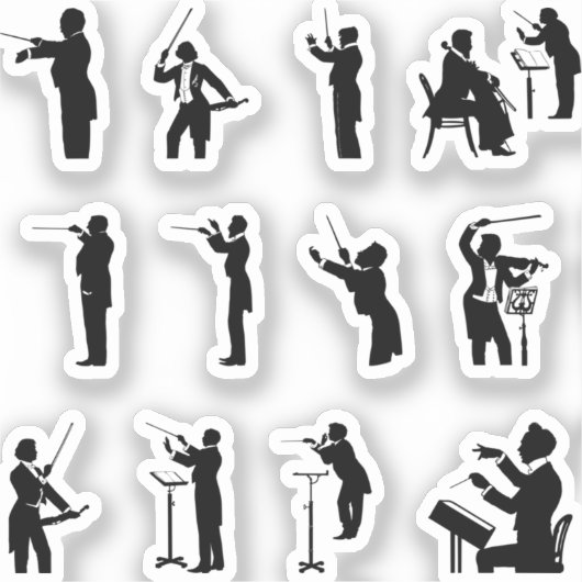 conductor-muziek-silhouette sticker (Voorkant)
