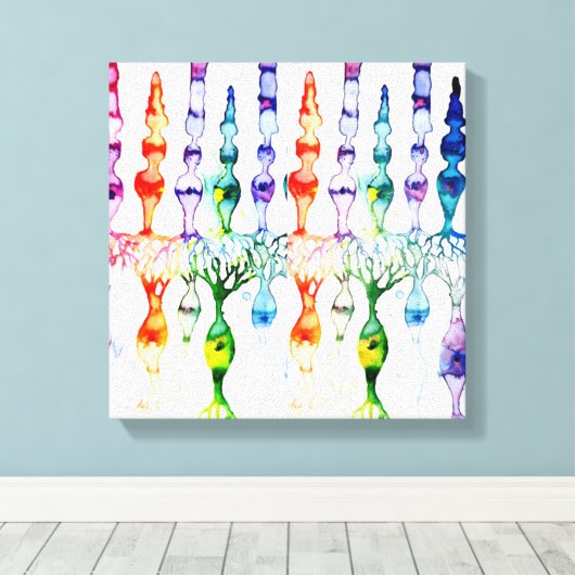 Cone-cellen en bipolaire neurond van het netvlies canvas afdruk (Insitu (Houten vloer))