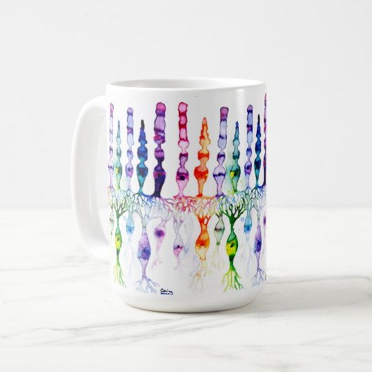 Cone-cellen en bipolaire neurond van het netvlies koffiemok (Voorkant links)