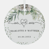 Cone greenery noemt mevrouw elegant new weds glas ornament (Voorkant)