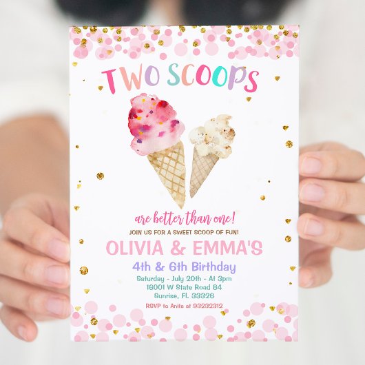 Cone Ice Cream Joint Birthday Party Invision Kaart