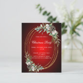 Cone Pine Rood Goud Kerstfeest uitnodiging (Staand voorkant)