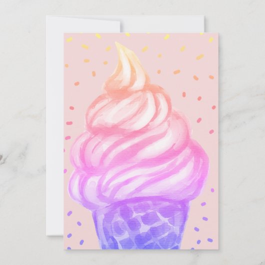 Cone Pink Birthday Party Cool Ice Cone Kaart (Achterkant)