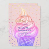 Cone Pink Birthday Party Cool Ice Cone Kaart (Voorkant / Achterkant)