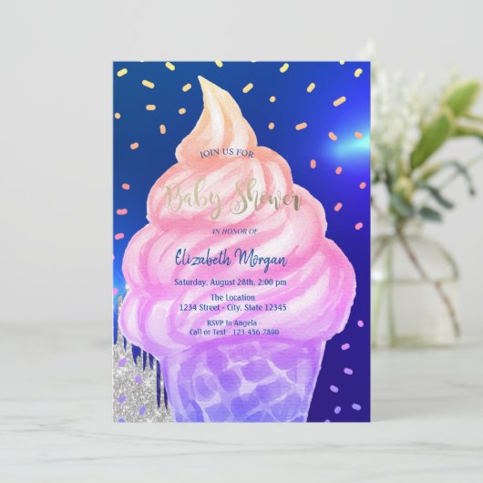 Cone Royal Blue Baby shower Kaart (Staand voorkant)