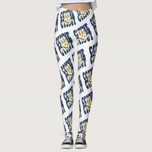 Conecticut tekstpatroon van de staatsvlag leggings (Voorkant)