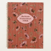 Coneflower Bees Pattern Custom Title Family Planner (Voorkant)