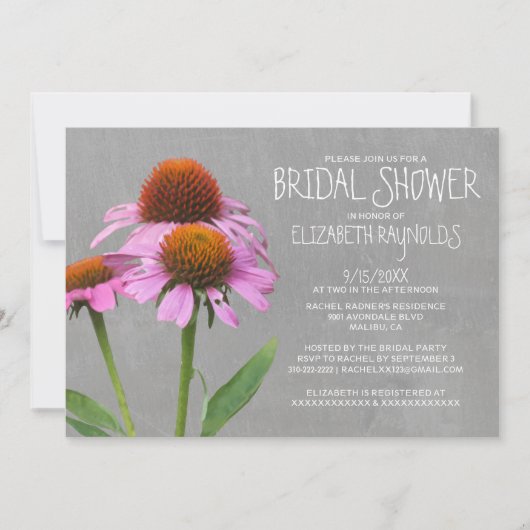 Coneflower Bridal Shower Invitations Kaart (Voorkant)