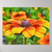 Coneflower Bright Wildflower Waterverf Style Art Poster (Voorkant)