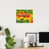 Coneflower Bright Wildflower Waterverf Style Art Poster (Thuiskantoor)