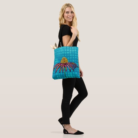 coneflower canvas tas (Op model)