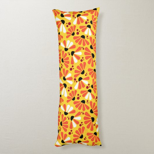 Coneflower Confetti op citroengeel Lichaamskussen (Achterkant (Verticaal))