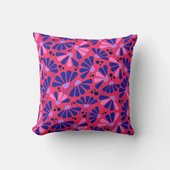 Coneflower Confetti op Raspberry Kussen (Voorkant)