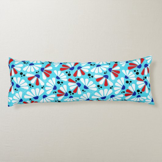 Coneflower Confetti op Tropical Blue Lichaamskussen (Achterkant)