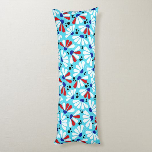 Coneflower Confetti op Tropical Blue Lichaamskussen (Achterkant (Verticaal))