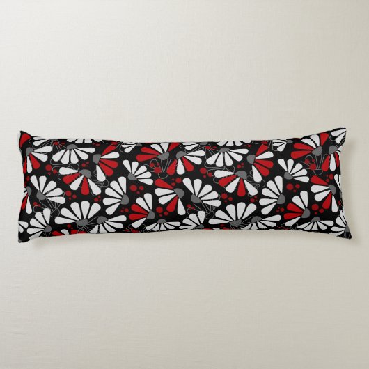 Coneflower Confetti op zwart Lichaamskussen (Achterkant)