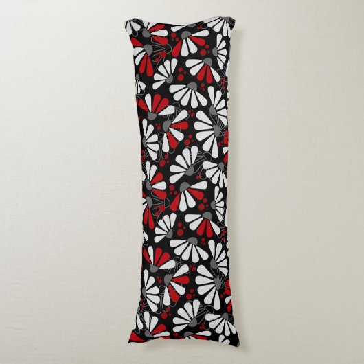 Coneflower Confetti op zwart Lichaamskussen (Voorkant Verticaal)