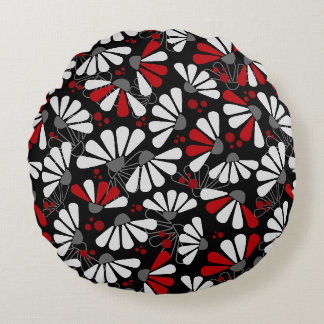Coneflower Confetti op zwart Rond Kussen