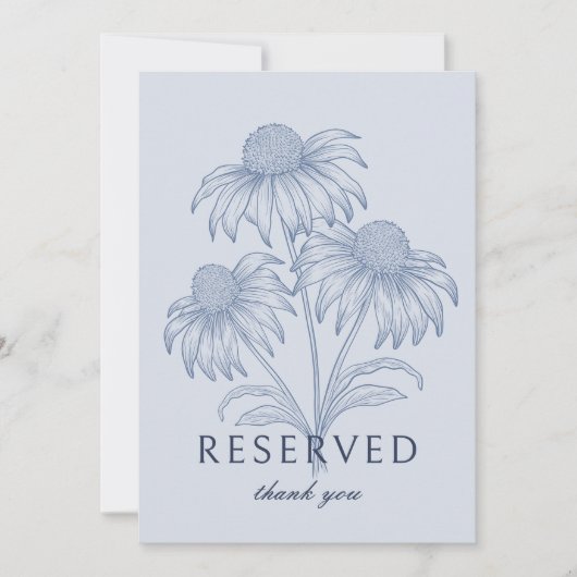Coneflower Dusty Blue Wedding Reserved Kaart Sign (Voorkant)