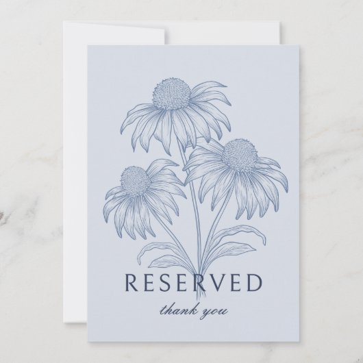Coneflower Dusty Blue Wedding Reserved Kaart Sign (Achterkant)
