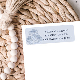 Coneflower Dusty Blue Wedding Retouradres Etiket