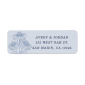 Coneflower Dusty Blue Wedding Retouradres Etiket (Voorkant)