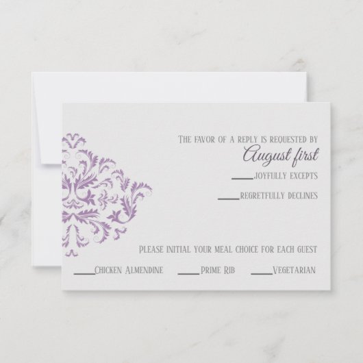Coneflower Elegant Damask RSVP-kaart RSVP Kaartje (Voorkant)