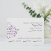 Coneflower Elegant Damask RSVP-kaart RSVP Kaartje (Staand voorkant)