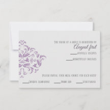 Coneflower Elegant Damask RSVP-kaart
