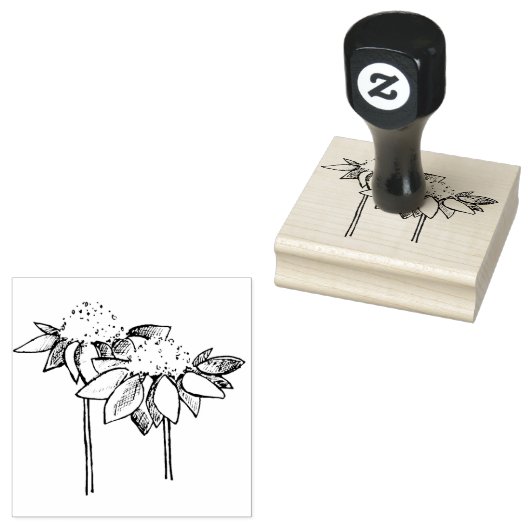 Coneflower Line Drawing Rubberstempel (Gestempeld)