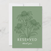 Coneflower Sage Green Wedding Reserved Kaart Sign (Voorkant)
