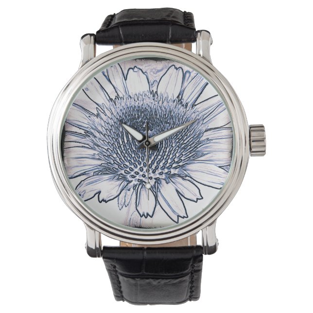 Coneflower Sketch Horloge (Voorkant)