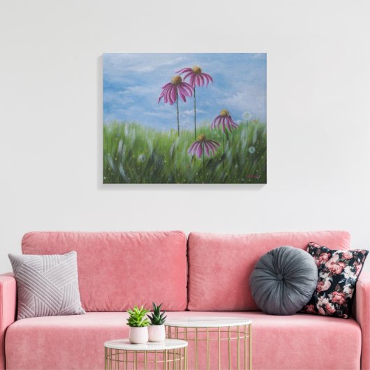 Coneflower Wishes Wrapped Canvas (Insitu (Woonkamer))