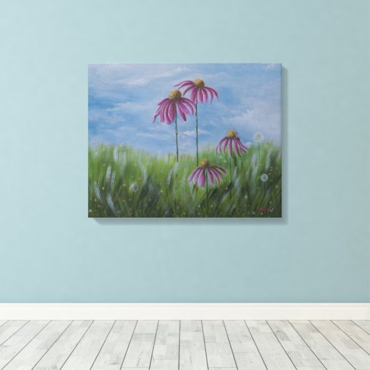 Coneflower Wishes Wrapped Canvas (Insitu (Houten vloer))