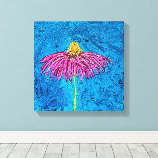 Coneflower Wrapped Canvas Print (Insitu (Houten vloer))