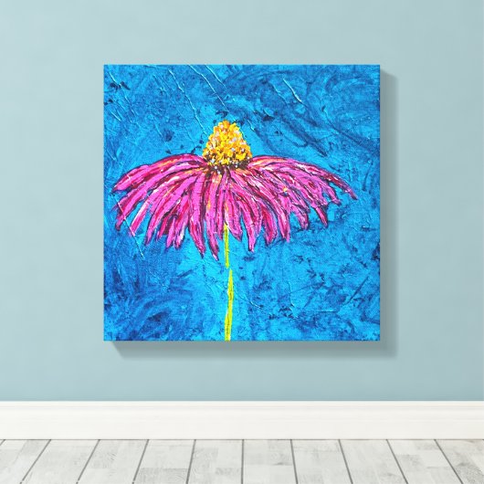 Coneflower Wrapped Canvas Print (Insitu (Houten vloer))