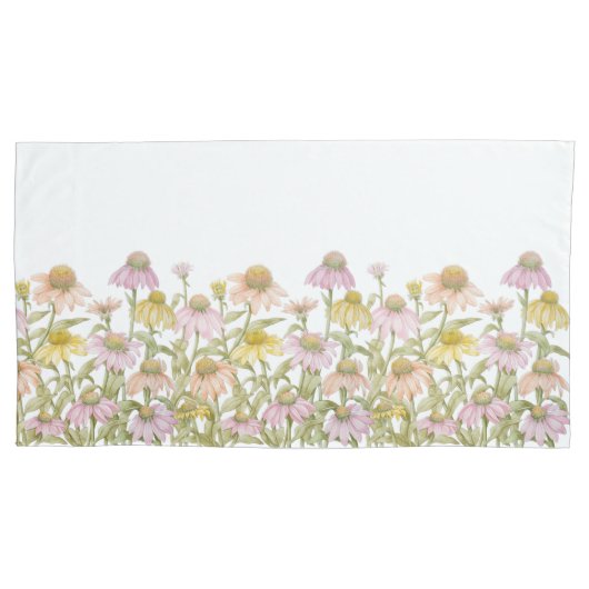 Coneflowers Bloemen Botanische Kunst Kussensloop (Voorkant-Links)