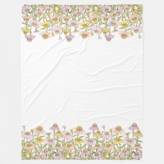 Coneflowers Bloemen Botanische Kunst Waterverf Gro Fleece Deken (Voorkant)