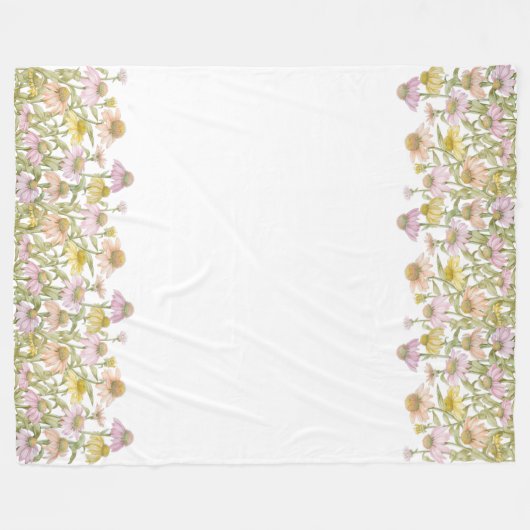 Coneflowers Bloemen Botanische Kunst Waterverf Gro Fleece Deken (Voorkant (Horizontaal))