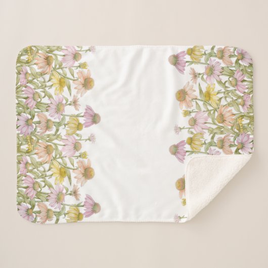 Coneflowers Bloemen Botanische Kunst Waterverf Kle Sherpa Deken (Voorkant (horizontaal))