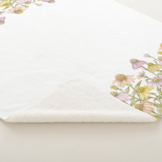 Coneflowers Bloemen Botanische Kunst Waterverf Med Sherpa Deken (3/4)