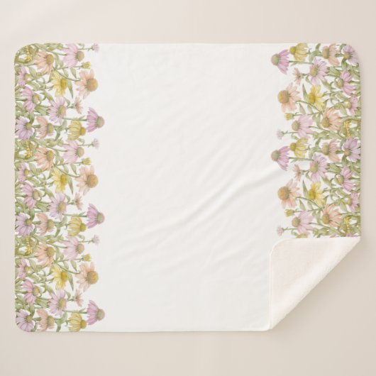 Coneflowers Bloemen Botanische Kunst Waterverf Med Sherpa Deken (Voorkant (horizontaal))