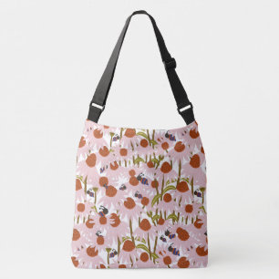 Coneflowers en bijen crossbody tas