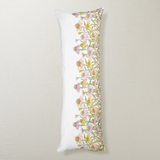 Coneflowers Floral Botanical Art Waterverf Lichaamskussen (Achterkant (Verticaal))