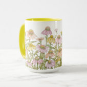 Coneflowers Floral Botanical Art Waterverf Mok (Voorkant links)